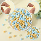 1 Box 500Pcs Round Matte Beads Frosted Acrylic Round Beads Opaque Yellow 8mm Small Ball Rubberized Imitated Silicone Bubblegum Smooth Loose Bead for Jewelry Making Bracelet Necklace DIY Craft - color: Yellow