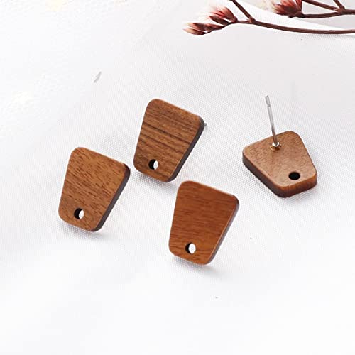 DoreenBeads 30Pcs Natural Wooden Stud Earrings Posts with Loop for Jewelry Making- Trapezoid Wood Earring Posts with Ear Backs for Women DIY Earring Making Personalized Jewelry Findings - color: Trapezoid