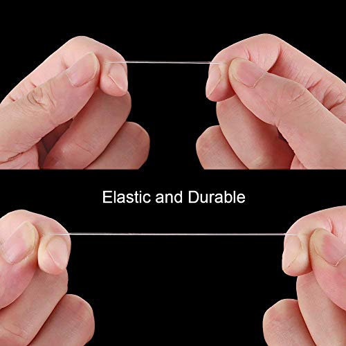 4 Rolls Clear Elastic Bracelet String, 0.8mm & 1mm, TuNan Crystal Stretchy Bead String Stretch Cord for Bracelets Beading Jewelry Making - Clear and Black (50/50/55/55 Yards)
