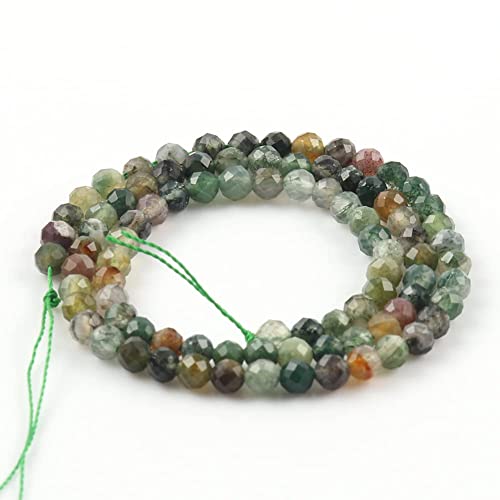 Song Xi 180pcs 2mm Natural Indian Agate Gemstone Beads Faceted Round Loose Stone Beads for Jewelry Making - color: Indian Agate, size: 1.9-2.4mm