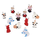 FASHEWELRY 12Pcs Animals Lampwork Glass Charms Cute Lampwork Penadants Cartoon Cattle Panda Rabbit Dolphin Sheep Charms for DIY Bracelet Jewelry Making - color: Animals Set