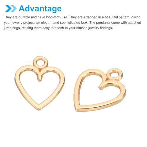 PATIKIL Heart Charm, 100Pcs Mini Heart Circle Pendant Charm Bulk for Jewelry Making Earrings Necklace Wedding Crafts - color: Dark Gold