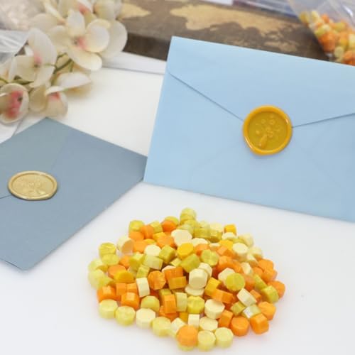 250Pcs Yellow Mix Sealing Wax Beads for WaxSeal Stamp, WaxSeal Beads Set with 5 Colors Perfect for Gift Sealing, Letter Wax Sealing (250, Yellow Mix) - color: Yellow Mix