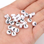 300Pcs Letter Beads H 4X7mm White Alphabet Beads Acrylic Round Shape Loose Beads for Name Bracelets Necklaces Key Chains DIY Jewelry Making (H) - color: Black, size: H