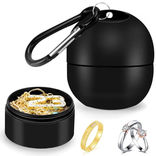 OAOLEER Travel Ring Holder Keychain, Jewelry Holder Keychain Traveling Ring Keychain Holder 1 Layers, Small Necklace Holder Bracelet Holder for Gym Sports Bag (Black 1 Layer) - color: Black, size: 1 Tier
