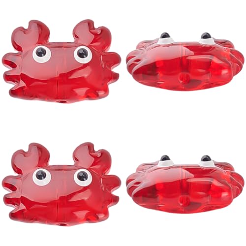 1 Box 10PCS Red Crab Glass Enamel Beads with Hole Summer Ocean Theme Marine Life Hawaii Beach Cute Sea Animal Transparent Charms Loose Spacer Bead for Jewelry Making Bracelets DIY Crafts - color: Dark Red, size: 10pcs