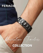 Feraco Copper Bracelet for Men 3X Strength,Magnetic Therapy Bracelet Copper Jewelry with Powerful 3800 Gauss Magnets - style: Black Dome