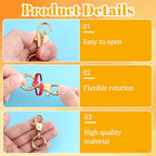2 Pcs Double Opening Keychain Clip, Heavy Duty Zinc Alloy Swivel Lobster Clasp with Key Ring Spring Snap Hook Purse Clip for Jewelry Lanyard, DIY Crafts Purse Making Camping Travel Accessories (Gold) - color: Gold