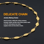 KYUNHOO 4 Meters Gold Plated Jewelry Making Chains Bulk on Spool Eyelashes Shaped Craft Roll Solid Stainless Steel Jewelry Chain for Women DIY Necklace Bracelet - color: Eyelash Gold