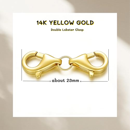 14K Yellow Gold Jewelry Clasp Necklace Extender, Double Lobster Clasp Bracelet Extension Connector for DIY Necklace Bracelet Anklet Jewelry Making, 14K Gold Double Spring Clasp (Style 5) - style: Style 5