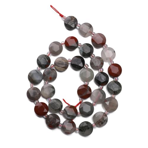 BEADIA Natural Faceted Bloodstone Rondelle Disk Stone Beads 10x5mm 37cm for DIY Chain Jewelry Making - color: Bloodstone
