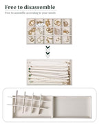 Stackable Jewelry Organizer Trays with Removable Dividers, 2-Tray Beige Jewelry Drawer Organizer Set for Earrings, Necklaces, Rings & Bracelets Gift for Her - size: 2 Layers