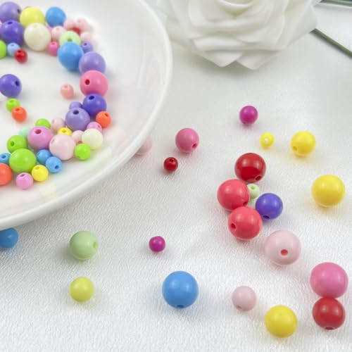120Pieces 12MM Acrylic Round Beads Round Acrylic Balls Chunky Beads Smooth Spacer Plastic Pastel Beads Craft Beads for Necklace and Bracelet Making Crafting Supplies(176-white) - color: 176-white, size: 12MM