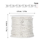 33 Feet Silver Rolo Cable Chains Roll, 2MM Silver Plated Brass Diamond-Cut Oval Rolo Cable Link Chains Spool Bulk for Jewelry Making DIY Craft - color: 2.0mm silver rolo cable chain