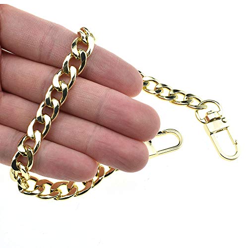 HAHIYO Purse Chain Strap 23.6 inches Light Gold for Shoulder Cross Body Sling Purse Handbag Clutch Replacement Comfortable Flat 0.4' Wide Enough 2.4mm Extra Thick Metal 1 Pack - size: Light Gold 23.6 inches