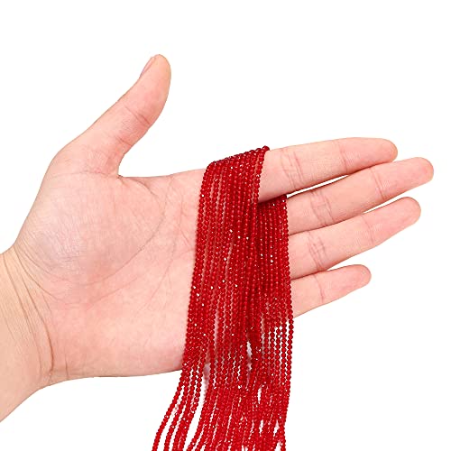 2mm Quartz Crystal Round Faceted Glass Beads Loose Spacer Beads for DIY Bracelet Jewelry Making Supplies Accessories (Red Wine) - color: Red wine