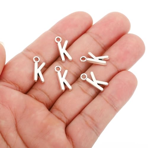 PATIKIL Letter Charm, 50pcs Alphabet Initial Pendant Charm Bulk DIY for Jewelry Making Bracelets Earrings Necklace - style: K