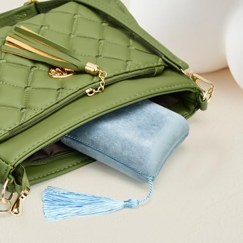 TAIMY Necklace Boxes, Velvet Small Earring and Necklace Case for Women with Tassel, Empty Long Necklace Pendant Box for Her(Blue) - color: Blue