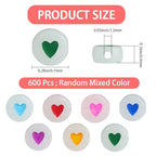 1 Box 600PCS 4X7MM Luminous Heart Beads Holes Acrylic Flat Round Glow in the Dark Plastic Colorful Love Shape Valentine Loose Bead Bulk for Jewelry Making Bracelet Necklace Diy Craft Supply