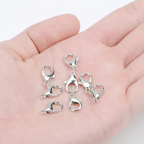 AD Beads 50 Pieces Lobster Claws Clasps Plus 100 Pieces 7mm Open Jump Rings Suitable for Necklace Bracelets Jewelry (8x15mm, Pewter) - color: Pewter, size: 8x15mm
