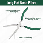 Long Flat Nose Pliers Serrated Jaw Extra Long Nose Plier Duckbill Pliers Jewelry Making Supplies for Jewelry Making, Fishing, Wire Wrapping, Crafts, Flat Plier for Hard to Reach Narrow Spaces