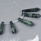 50mm Natural Kambaba Jasper Hexagonal Wand Jewelry Making Crystal Pointed Chakra Reiki Healing Beads 2mm Hole Drilled(Pack of 5) - color: Kambaba Jasper