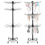 2 Pcs Jewelry Rack, Rotating Jewelry Stands with Hooks, Adjustable Display Holder Organizer, Metal Display Stand for Earrings, Necklace & Bracelet, Vendor Booth Accessories (Black)
