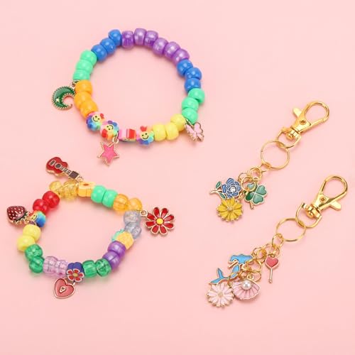 acDesign 200Pcs Charms for Jewelry Making，Mixed Metal Charm Necklace Kit for DIY Necklace Bracelet Making (10 Colors)