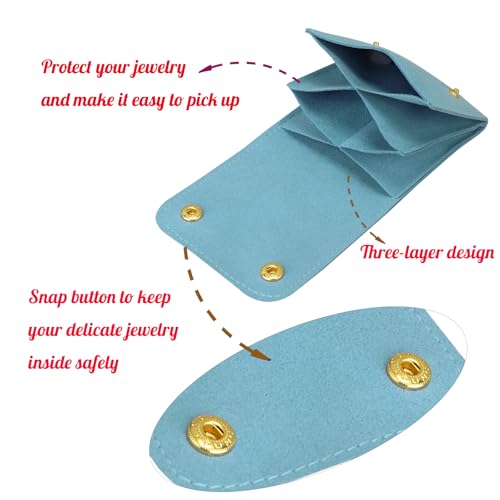 3Pcs Microfiber Jewerly Rolls Small Jewelry Bags for Jewelry Gift Bags Jewelry Organizer Pouch with Double Snap Button for Jewelry Travel Jewelry Pouch, 3"x3"(Sky Blue) - color: Sky Blue