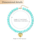 Chunky Heart Necklace for Women, Colorful Acrylic Beaded Statement Puff Heart Necklace, Cute Boho Y2K Choker Necklace for Gift Jewelry - color: Lake Blue