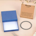 LPBeads Handmade Natural Gemstone Stretch Elastic Bracelet Healing Crystal Round Stone Beads Jewelry Gifts for Women Men - color: Hematite, size: 4mm