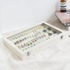 Wudygirl Jewelry Organizer Velvet Earring Organizer with Clear Lid 32 Pairs Earring Holder Jewelry Tray Display Case (Beige 64 Slot) - style: Beige Earrings Tray