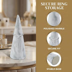 Marble Ring Stand for Nightstand Table Cute Jewelry Holder for Men Wedding Ring Display Stand for Kitchen Dish for Bathroom Sink Single Cone Tower Shape Mens Decorative Jewelry Holders