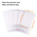 MIAHART 150 Set Earring Holder Cards Necklace Display Cards with 150pcs Bags for Selling DIY Ear Studs, Earrings and Jewelry Display (White) - color: White