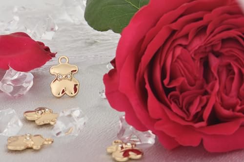 Pack of 20 Rhinestone Charms Gold Plated Pendants Pave Crystal Accessories for Necklace Bracelet Jewelry Making DIY Crafting - color: (Leathery Bear Bag)VID65401