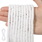 3600 pcs White Clay Beads for Bracelets Making, 10 Strands Flat Round Polymer Clay Beads 6mm Spacer Heishi Beads for Jewelry Making Earring Necklace - color: White