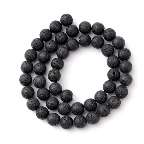 6mm 60pcs DIY Natural Lava Stone Beads Round Healing Crystal Gemstone Loose Beads for Jewelry Making Handmade Bracelet Necklace - color: Lava, size: 6mm