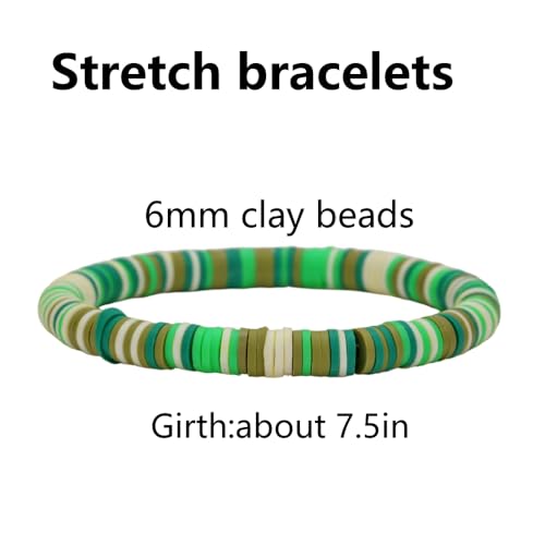 12pcs Friendship Bracelets Beaded Bracelets Heishi Bracelet Cute Bracelets Stack Vinyl Clay Disc Bead Surfer Stretch Summer Beach Bracelets For Women Preppy Bracelets - color: B-color 8