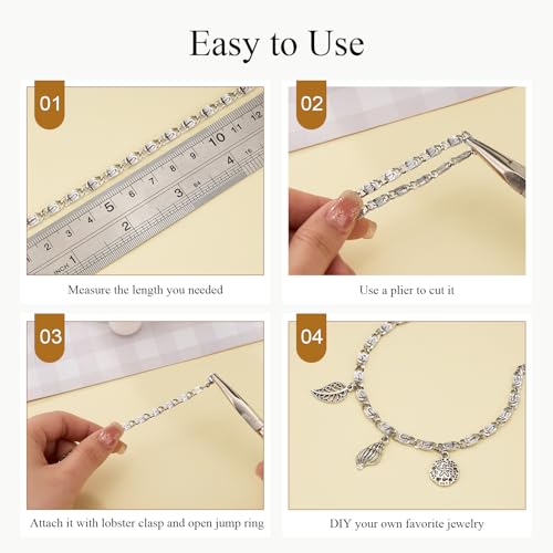 Jabogrii 16.4 Feet Stainless Steel Chain for Jewelry Making Silver Craft Bulk Chain Roll Handmade Jewelry Making Supplies - color: Silver