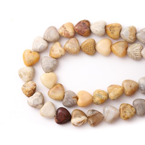 10mm Natural Chrysanthemum Stone Beads Heart Shape DIY Loose Gemstone Energy Healing Crystal Charms for Jewelry Making Handmade - color: Chrysanthemum Stone