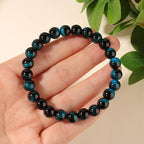 Handmade 8mm Beaded Bracelets For Men Protection Bracelet For Women Chakra Feng Shui Stretchy Handmade Lucky Money Stretchy Crystal Bracelets Best Gifts - color: Simulated Blue Tiger