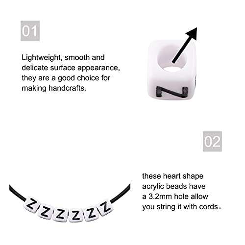 FASHEWELRY 300Pcs Cube White Acrylic Letter Beads 6x6mm Letter Z Alphabet Beads for DIY Bracelet Necklace Jewelry Making - color: Letter Z, size: 6x6x6mm
