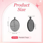 PATIKIL Pendant Trays for Jewelry Making, Blank Pendants Zinc Alloy Oval Bezel Settings Flat Base for Necklace Bracelet Charm - color: Grey Tone