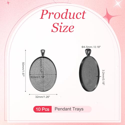 PATIKIL Pendant Trays for Jewelry Making, Blank Pendants Zinc Alloy Oval Bezel Settings Flat Base for Necklace Bracelet Charm - color: Grey Tone