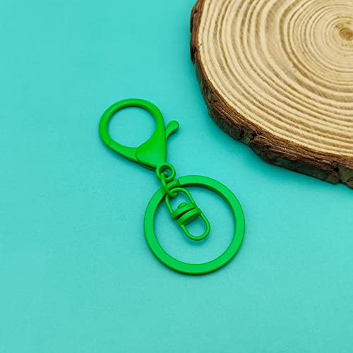30Pcs Lobster Claw Clasps Keychain for Jewelry Making,Metal Lobster Clasp Swivel Trigger Clips with Swivel Clasps Hook Clips Flat Split Keychain Ring for DIY Craft Jewelry Making(Green) - color: Green