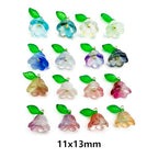 50pcs Glass Pendant Charms - Multicolor Theme Drops for Necklace Craft, Jewelry Making Supplies (Various Styles) - style: Lily Flower 2#