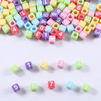 1000Pcs Cube Acrylic Number Beads 6x6mm Colorful Number 0-9 Spacer Beads for DIY Bracelet Necklace Jewelry Making - color: Colorful Mixed White Number 0-9