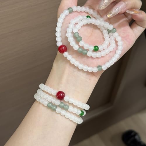 200PCS 8mm Glass Beads for Jewelry Making Soild White Round Loose Beads for Bracelets DIY Crafts (White) - color: White