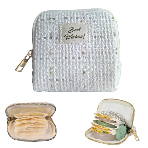 Small Travel Jewelry Case, Soft Velvet Organizer Pouch for Bangles, Bracelets, large Earrings, Beaded necklaces, Anti-Scratch & Portable Jewelry Bag Holder for Daily Use & Gift (Snow Sparkle) - color: Snow Sparkle