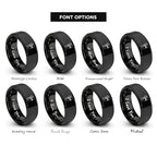 Chain Tool Ring - Gift for Cyclist - 8mm - Band - Gunmetal Black Silver - Personalized Custom Engraving - Men Women - Anniversary Engagement Wedding - Tungsten Carbide - Flat Dome Bevel - color: 14 - Black Tungsten